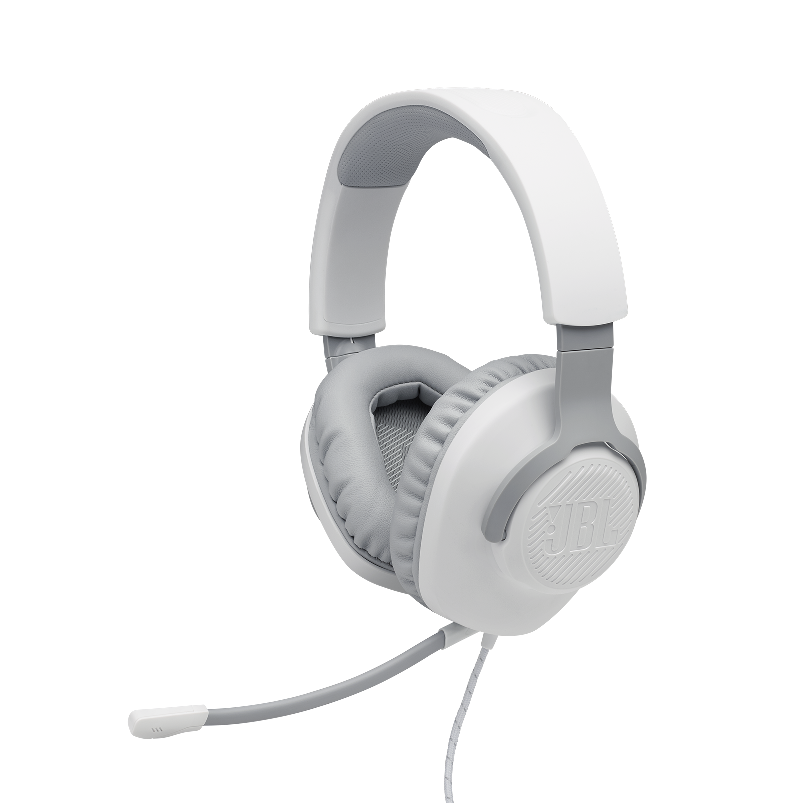 JBL Quantum 100 - White - Wired over-ear gaming headset with flip-up mic - Detailshot 1